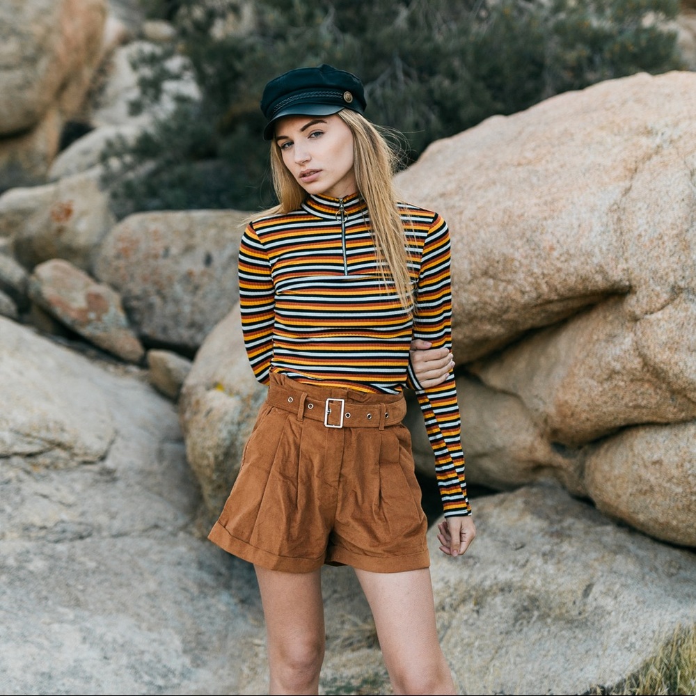 Festival corduroy belted shorts